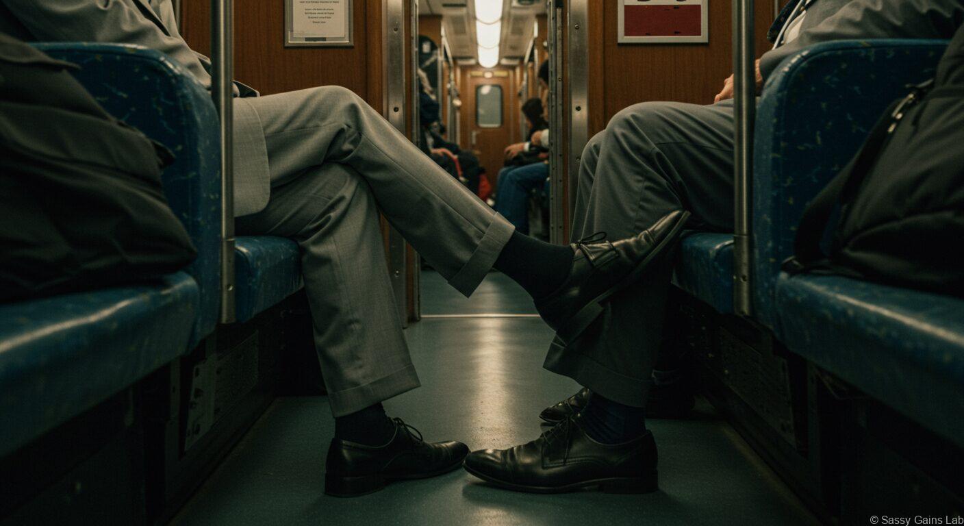 電車で足を組む人
