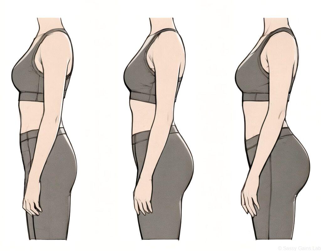 様々な女性の体型。横からのライン