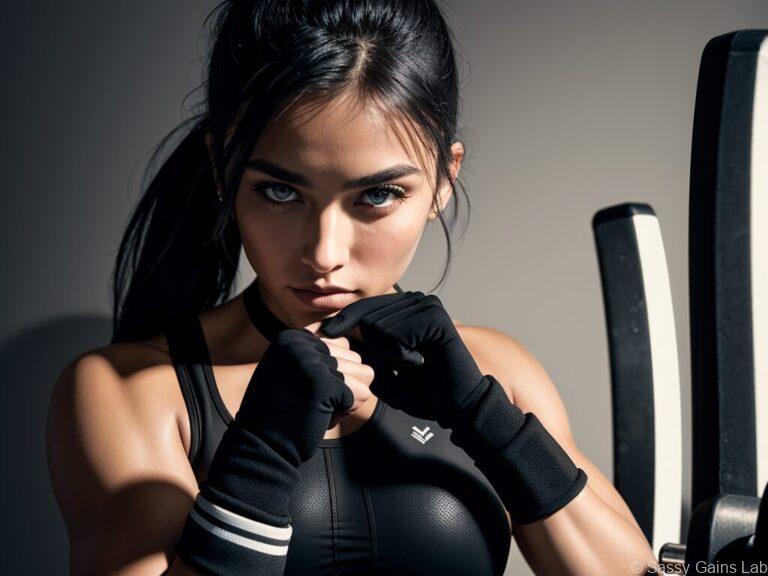 トレーニンググローブをする女性